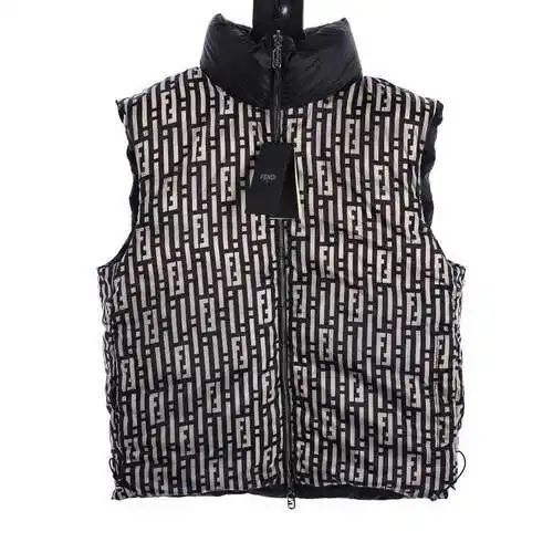 FEN*DI Chaleco de plumas reversible FF blanco y negro