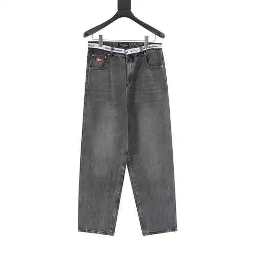 Pantalones vaqueros con tribanda y letras en cintura Blcg