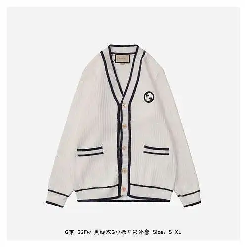 G Home 23Fw Chaqueta tipo cárdigan con doble G y etiqueta pequeña en negro