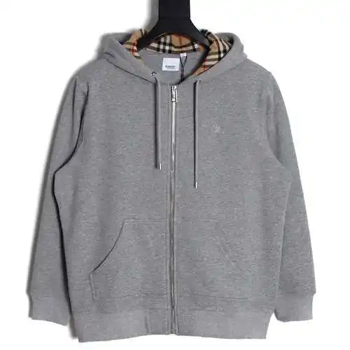 BBR Burberry 23FW chaqueta con cremallera a cuadros con caballo de guerra bordado