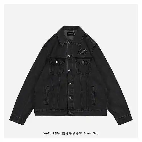We11 23Fw chaqueta vaquera con etiqueta redonda