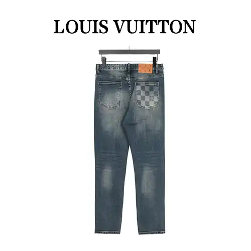 Vaqueros LV/Louis Vuitton con bolsillo trasero de cuadros