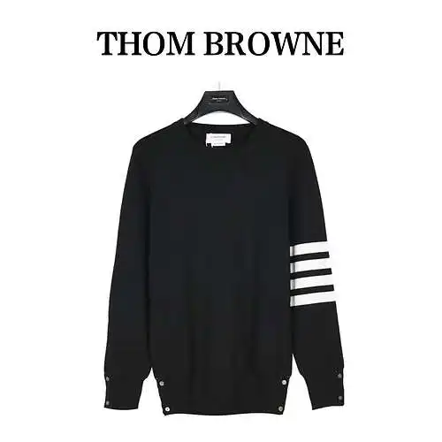 Suéter clásico con cuello redondo y cuatro barras de TB Tom Brown