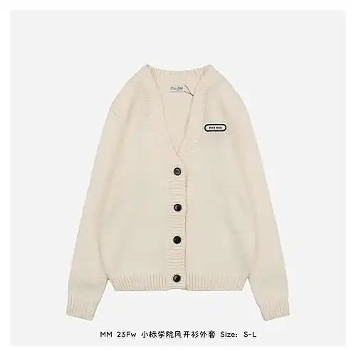 MM 23Fw chaqueta tipo cárdigan estándar pequeña de estilo universitario