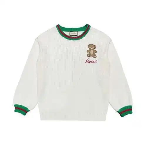 Gu*cci/Gucci 23FW galleta oso suéter de cuello redondo color rojo y verde