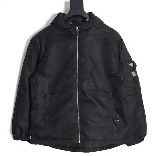 PRA*DA Prada chaqueta de algodón con capucha y nailon con logo triangular