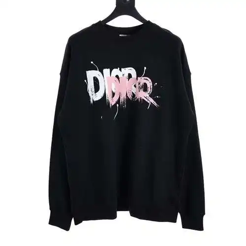 Sudadera con cuello redondo y estampado de letras graffiti en rosa y blanco CD