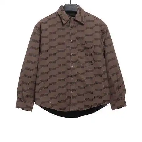 BLCG Balenciaga camisa de algodón jacquard con candados y estampado integral