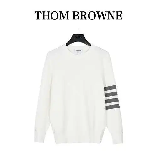 Suéter clásico con cuello redondo y cuatro barras de TB Tom Brown