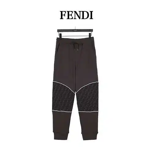 Fen*di/Fendi 23Fw Double F pantalones leggings de algodón para presbicia con rodilla