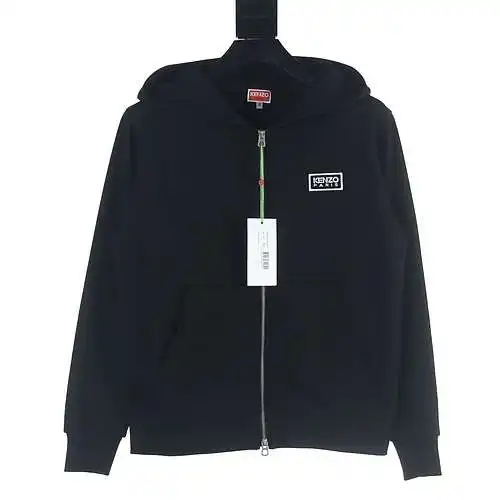 Kenzo KZ 24 chaqueta con capucha y cremallera con letras en blanco y negro, nuevo producto de princi