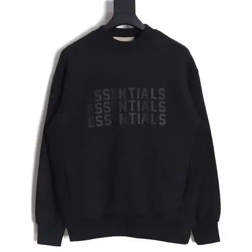 Sudadera con cuello redondo y letras de silicona de tres hileras y doble hilo FOG