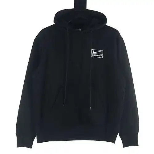 NK/Nike x Stu*ssy/Stuxi modelo conjunto logotipo bordado de color sólido más sudadera con capucha de