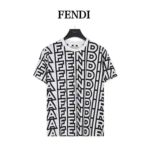 Fen*di/Fendi 23ss camiseta de manga corta con letras estampadas en blanco y negro