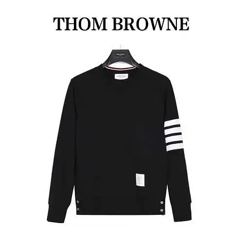Sudadera clásica TB/Tom Brown con cuello redondo y teñido en hilo
