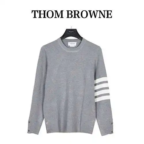 Suéter clásico con cuello redondo y cuatro barras de TB Tom Brown