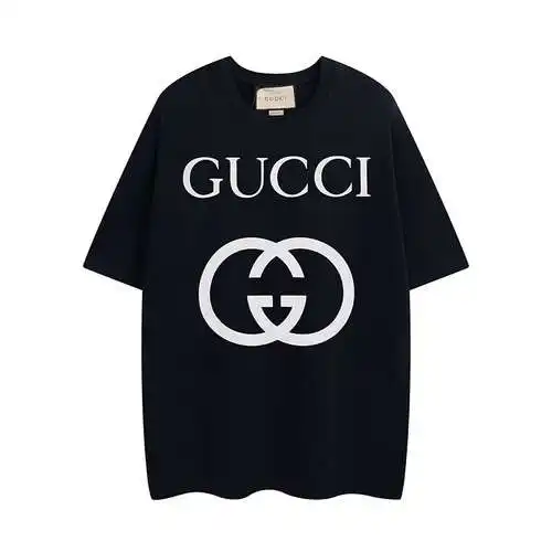 G*cci Gucci clásico de manga corta con estampado de forma extragrande de doble G entrelazada