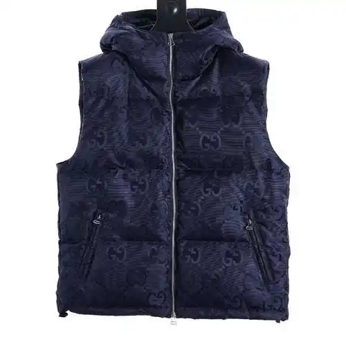 Chaleco de plumas de jacquard con estampado oscuro y GG grande
