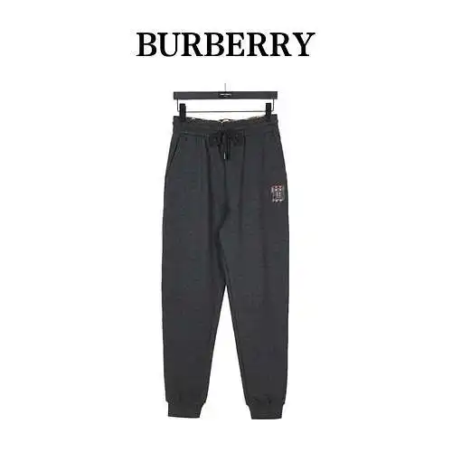BBR/Burberry 23Fw TB pantalones de punto de algodón con bordado tridimensional y parche a cuadros