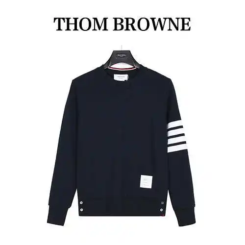 Sudadera clásica TB/Tom Brown con cuello redondo y teñido en hilo