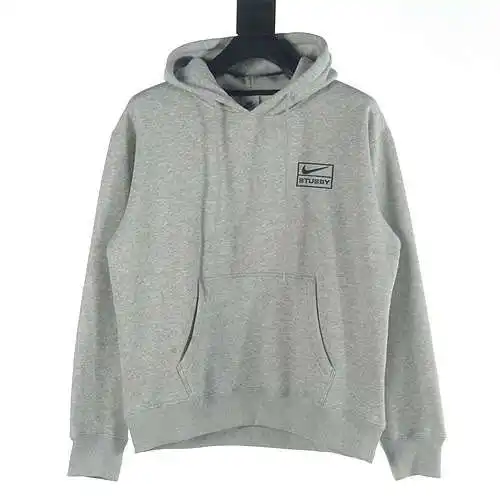 Nike NK x Stu*ssy/Stu*ssy conjunto de color sólido bordado LOGO más sudadera con capucha de terciope