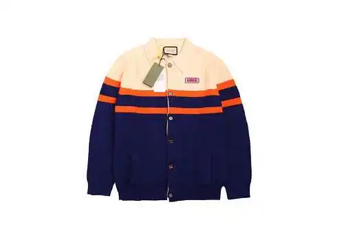 Gu*cci 23Fw suéter tipo cárdigan con diseño color block a rayas