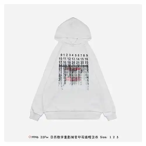 ◇Sudadera con capucha con estampado degradado de fantasma digital de calendario MM6 23Fw