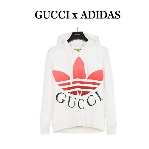 Gu*cci & Adi*das 22Fw sudadera con capucha y estampado de tréboles