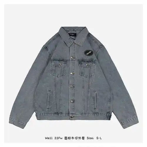 We11 23Fw chaqueta vaquera con etiqueta redonda