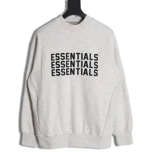 Sudadera con cuello redondo y letras de silicona de tres hileras y doble hilo FOG