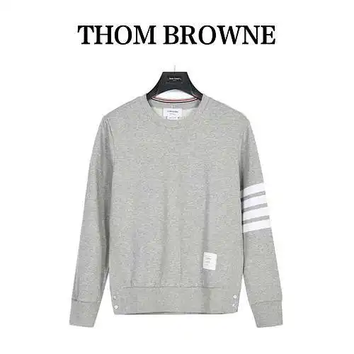 Sudadera clásica TB/Tom Brown con cuello redondo y teñido en hilo