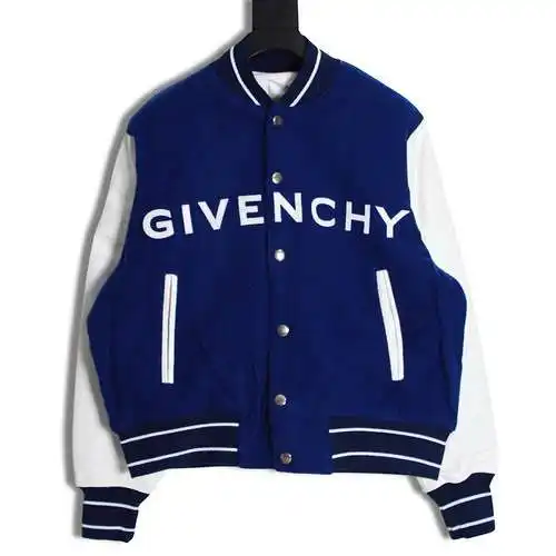 Camiseta de béisbol de cuero con eslogan de letra GVC Givenchy 22FW