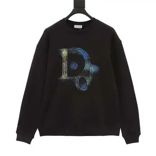 Sudadera con cuello redondo y estampado de letras de colores CD