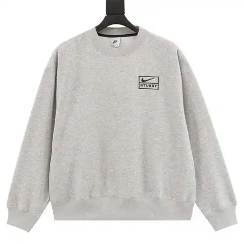 Ni*ke x Stu*ssy Conjunto de sudadera de terciopelo con logo bordado en color sólido Nike Stu*ssy joi