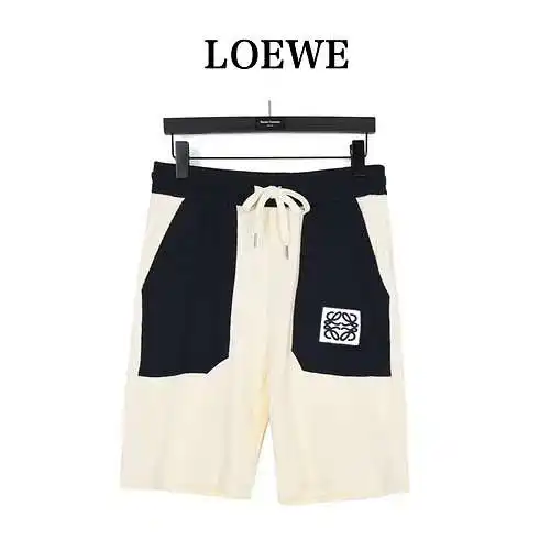 Loe*we/Luo Yiwei 23ss pantalones cortos tipo gofre bordados con bloques de color chinchilla y bolsil