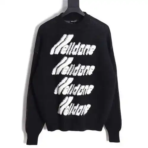 WE11 DONE 23FW Jersey de punto con cuello redondo y jacquard tipo toalla