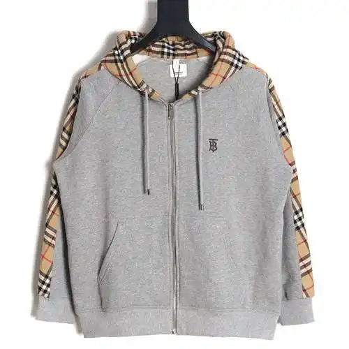 BBR Burberry 23FW chaqueta con cremallera y patchwork a cuadros bordados
