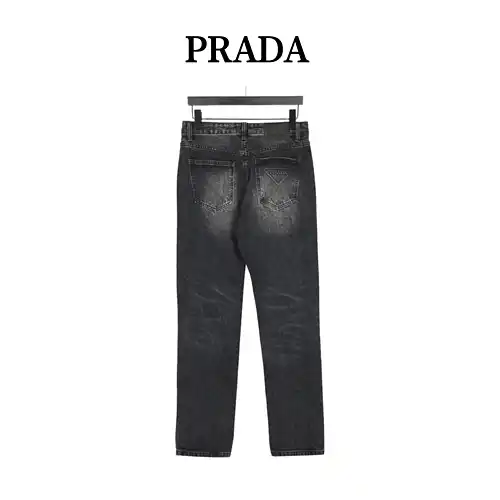 Pra*da/Prada 23Fw jeans lavados con logo triangular en relieve