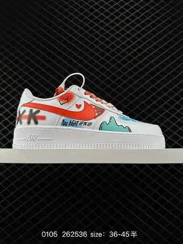 8 personalizaciones populares oficiales, tema 2D, Nike Air Force Low’7, color graffiti payaso, zapat