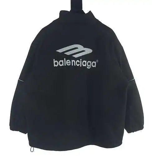 Balenciaga BLCG 23 chaqueta de lana con cuello alto y cremallera con costuras bordadas
