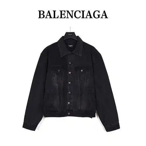 BLCG/Balenciaga 23ss Double B chaqueta vaquera con estampado de graffiti pintada a mano