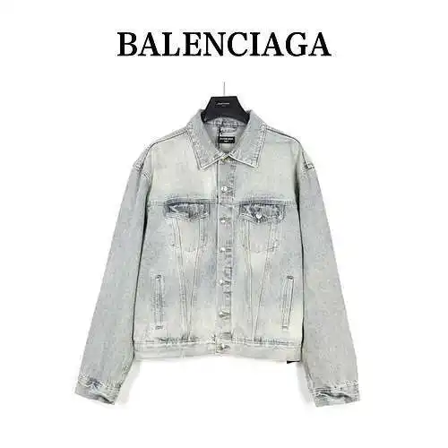 BLCG/Balenciaga 23ss Double B chaqueta vaquera con estampado de graffiti pintada a mano