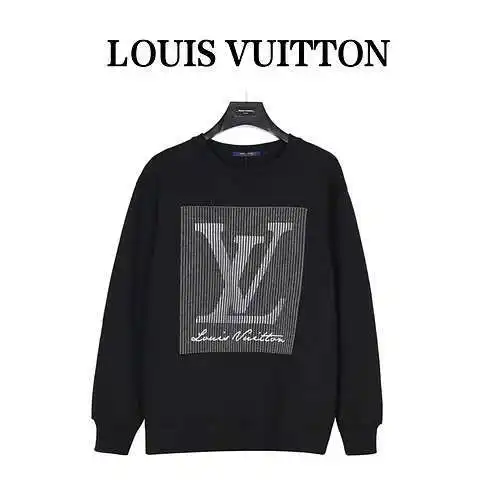 Sudadera con cuello redondo y bordado de cuerda con logo grande degradado LV/Louis Vuitton 23Fw