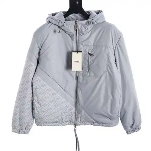 FD 23FW chaqueta fina de algodón con capucha y nailon con monograma diagonal