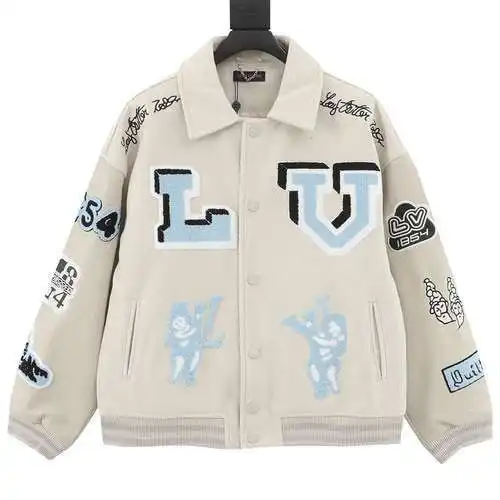 Chaqueta de uniforme de béisbol con retazos bordados con toalla de conejito en la espalda de 1V