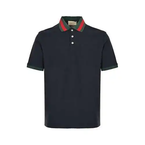 Gu*cci/Gucci 23ss cuello a rayas de color Polo manga corta