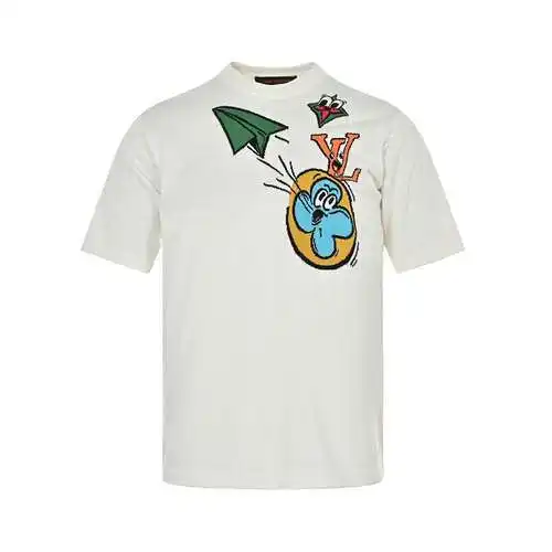 Manga corta de punto jacquard con dibujos animados de avión pequeño LV/Louis Vuitton