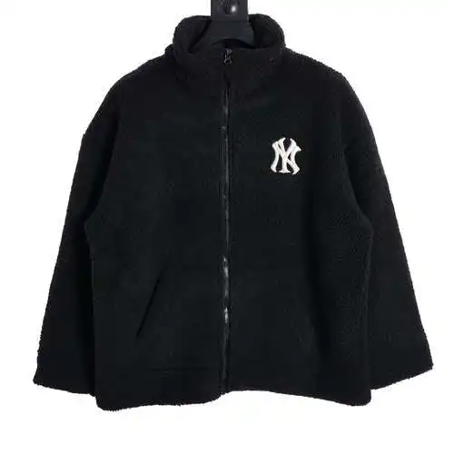 Chaqueta de lana de cordero con logo bordado clásico de la MLB
