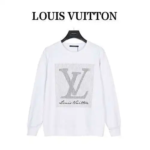 Sudadera con cuello redondo y bordado de cuerda con logo grande degradado LV/Louis Vuitton 23Fw