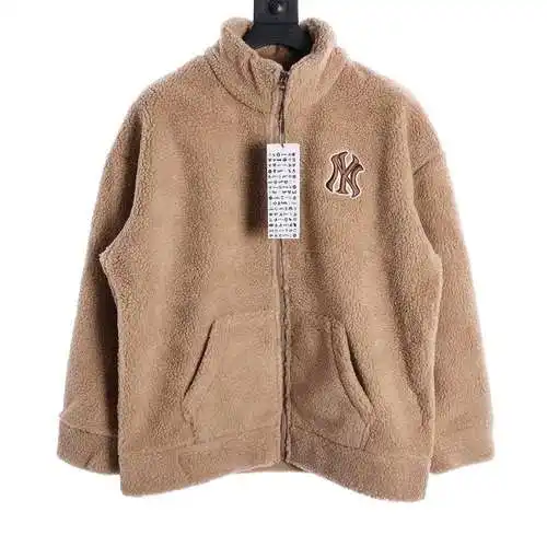 Chaqueta de lana de cordero con logo bordado clásico de la MLB